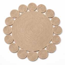 Round Jute Rug - Handmade Crocheted Natural Fiber Rug, Boho Bedroom & Entryway Accent, Sustainable Farmhouse Home Decor - thumbnail 2