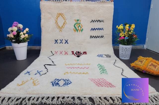 Handmade Beni Ourain Wool Rug Colorful Moroccan Style Rug - image 1