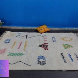 Handmade Beni Ourain Wool Rug Colorful Moroccan Style Rug - thumbnail 3