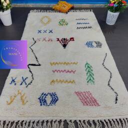 Handmade Beni Ourain Wool Rug Colorful Moroccan Style Rug - thumbnail 2