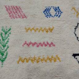 Handmade Beni Ourain Wool Rug Colorful Moroccan Style Rug - thumbnail 4