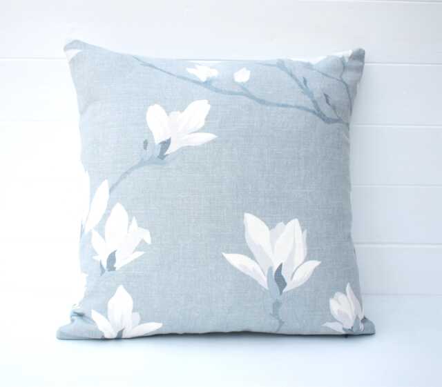 Laura Ashley Magnolia Grove Grey Cushion, Backed in Austen Off White, Handmade With A Zip Fastening 16 - image 1