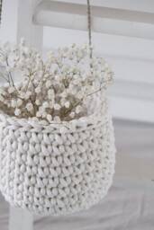 Crochet Hanging Basket Cotton Cord Planter, Kids Storage, Neutral Decor