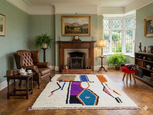 Custom Boujad Wool Rug - Handmade Moroccan Carpet, Bohemian Home Decor - image 1