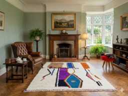Custom Boujad Wool Rug - Handmade Moroccan Carpet, Bohemian Home Decor - thumbnail 1