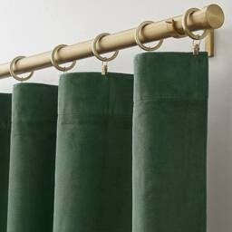 Pair Of Hunter Green Velvet Curtains, Silky Living Room Divider Custom Made - thumbnail 2
