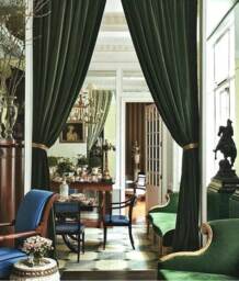 Pair Of Hunter Green Velvet Curtains, Silky Living Room Divider Custom Made
