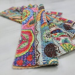 Reversible Floral Kantha Quilt Handmade Indian Cotton Bedspread - thumbnail 4