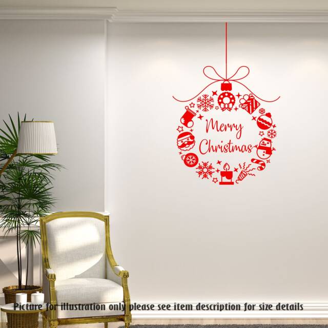 Christmas Wreath Vinyl Wall Decal - Holiday Window Decor - image 1