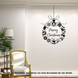 Christmas Wreath Vinyl Wall Decal - Holiday Window Decor - thumbnail 2
