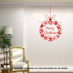 Christmas Wreath Vinyl Wall Decal - Holiday Window Decor - thumbnail 1