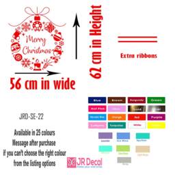 Christmas Wreath Vinyl Wall Decal - Holiday Window Decor - thumbnail 3