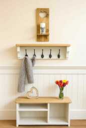 Handmade Coat Hook & Shoe Bench Rustic Entryway Storage - thumbnail 1