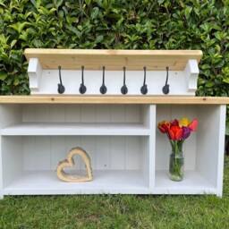 Handmade Coat Hook & Shoe Bench Rustic Entryway Storage - thumbnail 2