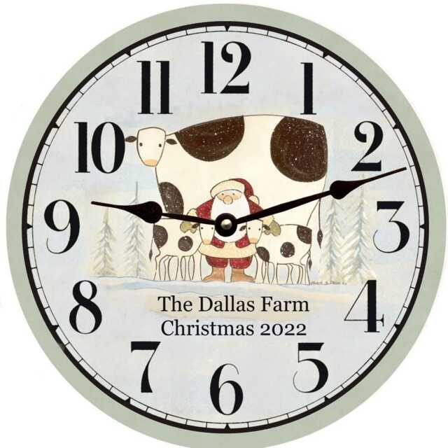 Holiday Time On The Farm Rustic Cow Christmas Clock - image 1