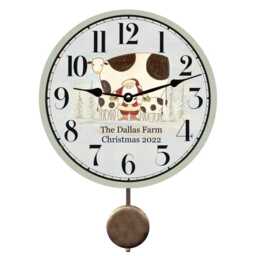 Holiday Time On The Farm Rustic Cow Christmas Clock - thumbnail 2