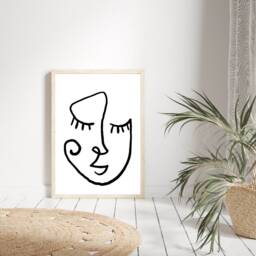 Face Line Art Print - Abstract Woman Drawing Wall Home Decor Prints - thumbnail 3
