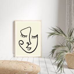 Face Line Art Print - Abstract Woman Drawing Wall Home Decor Prints - thumbnail 2