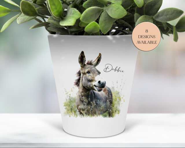 Personalised Cheeky Donkey Plant Pot - Makeup Brush/Pen Holder Teacher's Gift - image 1