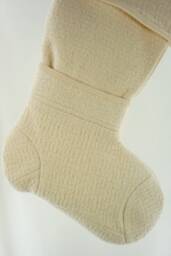 Christmas Stocking Felt Boiled Wool Ivory Cream Almond Off White Ooak Repurposed Talbots Sweater Recycled Upcycled 748