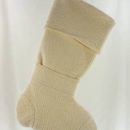 Christmas Stocking Felt Boiled Wool Ivory Cream Almond Off White Ooak Repurposed Talbots Sweater Recycled Upcycled 748 - thumbnail 2