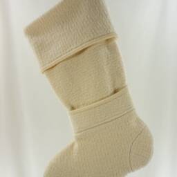 Christmas Stocking Felt Boiled Wool Ivory Cream Almond Off White Ooak Repurposed Talbots Sweater Recycled Upcycled 748 - thumbnail 3