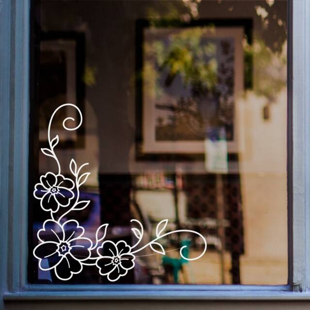 Floral Window Sticker Shop Decal Home Stickers Flower Decoration Display - image 1