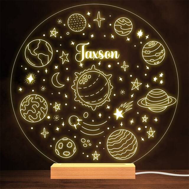 Universe Planets & Space Icons Personalised Gift Lamp Night Light - image 1