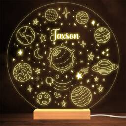 Universe Planets & Space Icons Personalised Gift Lamp Night Light - thumbnail 1