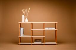 Timeless Mid-Century Modern Bookcase With Contemporary Minimalist Style Functionality. Custom Design Hand-Made Modular Storage Unit - thumbnail 1