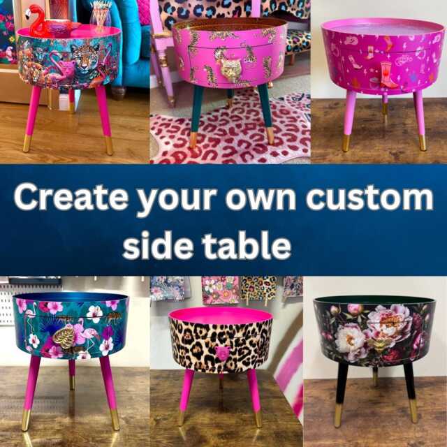 Custom Bedside Table , New Designs Completely Personalised. Pink, Yellow, Navy, Gold, Blue, Mint, Fuscia, Ideal Nightstand, Table - image 1