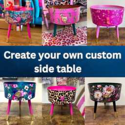Custom Bedside Table , New Designs Completely Personalised. Pink, Yellow, Navy, Gold, Blue, Mint, Fuscia, Ideal Nightstand, Table
