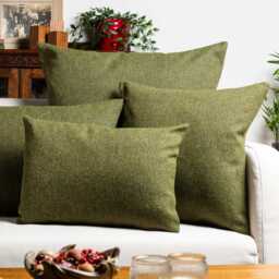 Classic Herringbone Tweed Cushion in Vintage Green. British Racing Green Traditional Check Design. 17x17 - thumbnail 3
