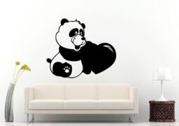 Loving Love Heart Cute Panda Bear Animal Children's Room Wall Decal Vinyl Sticker Mural Decor L1004 - thumbnail 1