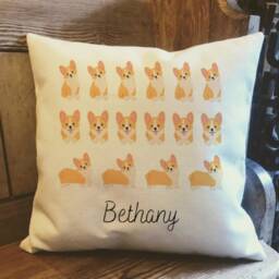 Personalised Corgi Dog Country Canvas Cushion - Customised Owner & Lover Linen Puppy Cover With Inner Filler - thumbnail 3