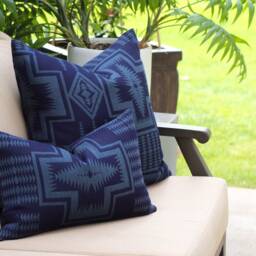 Harding Indigo Outdoor Pillow Cover, Navy Southwestern Cover - Made To Order - thumbnail 2
