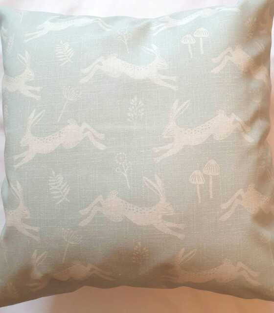 Woodland Hare Blue Cotton Cushion Cover/Pillow Scatter Cushion - image 1