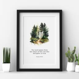 Christian Wall Art Psalm 37 Print, Gifts, Religious Home Prints Faith The Lord Makes Firm - thumbnail 2