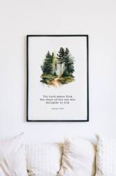 Christian Wall Art Psalm 37 Print, Gifts, Religious Home Prints Faith The Lord Makes Firm - thumbnail 1