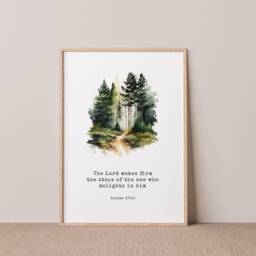 Christian Wall Art Psalm 37 Print, Gifts, Religious Home Prints Faith The Lord Makes Firm - thumbnail 3