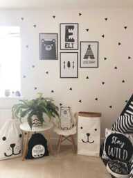 Triangle Wall Decals For Kids Rooms, Boho Style Stickers, Cool Monochrome Playroom Decor, Neutral Nursery Peel & Stick Art - thumbnail 1