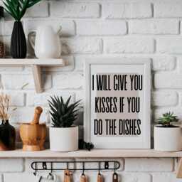 I Will Give You Kisses If Do The Dishes Poster, Kitchen Decor, Small Quote, Wall Art, Funny Print - thumbnail 3