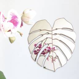 stained Glass Monstera Leaf Mirror, Modern Home Decor Wall Hanging - thumbnail 3