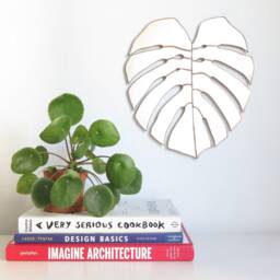 stained Glass Monstera Leaf Mirror, Modern Home Decor Wall Hanging - thumbnail 2