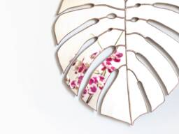 stained Glass Monstera Leaf Mirror, Modern Home Decor Wall Hanging - thumbnail 1
