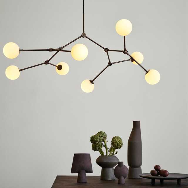 1950S Mid-Century Modern 8-Arm Brass Sputnik Chandelier - Sculptural Glass Globe Ceiling Light Luxury Living & Dining Pendant Fixture - image 1