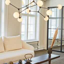 1950S Mid-Century Modern 8-Arm Brass Sputnik Chandelier - Sculptural Glass Globe Ceiling Light Luxury Living & Dining Pendant Fixture - thumbnail 2