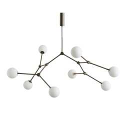 1950S Mid-Century Modern 8-Arm Brass Sputnik Chandelier - Sculptural Glass Globe Ceiling Light Luxury Living & Dining Pendant Fixture - thumbnail 3
