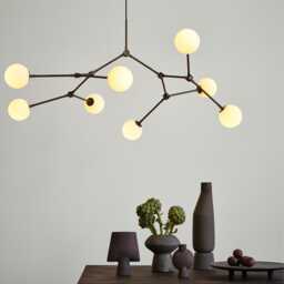 1950S Mid-Century Modern 8-Arm Brass Sputnik Chandelier - Sculptural Glass Globe Ceiling Light Luxury Living & Dining Pendant Fixture - thumbnail 1
