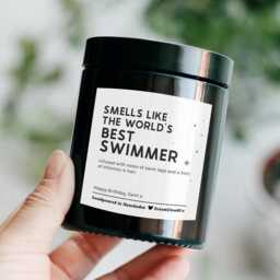 Birthday Gift For Swimmers Friend Him Mum Sister - Personalized Candle Swim Coach Team Secret Santa Christmas Present S - thumbnail 2